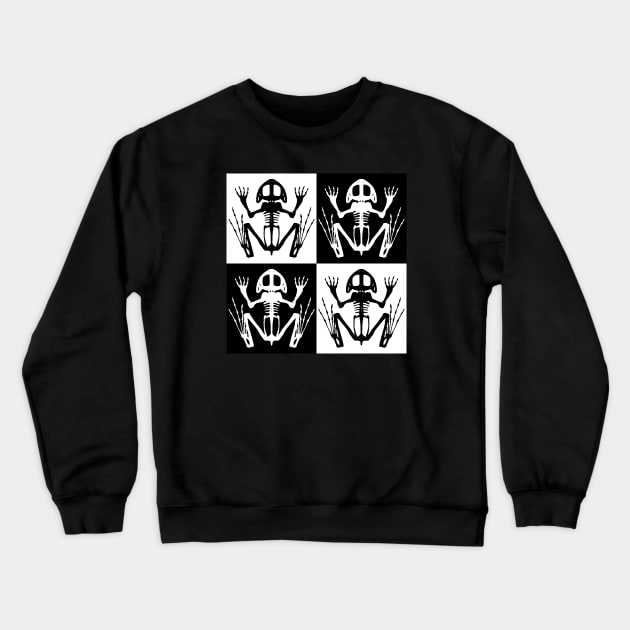 Checkered Frog Skeletons Crewneck Sweatshirt by braincase